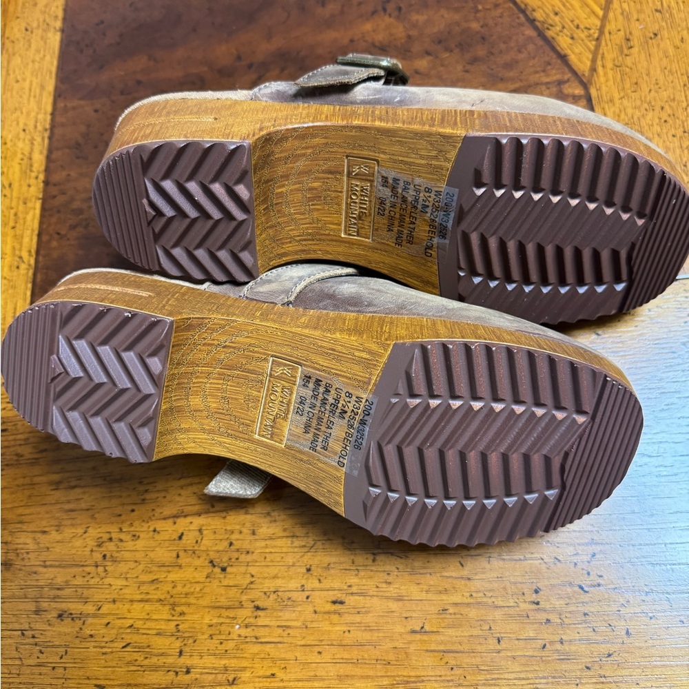 White Mountain Brown Suede Buckle Clogs - Picture 4 of 7